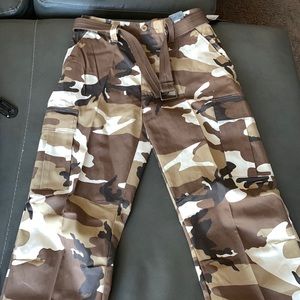 Regal Wear Brown-camo cargo pants w/belt
